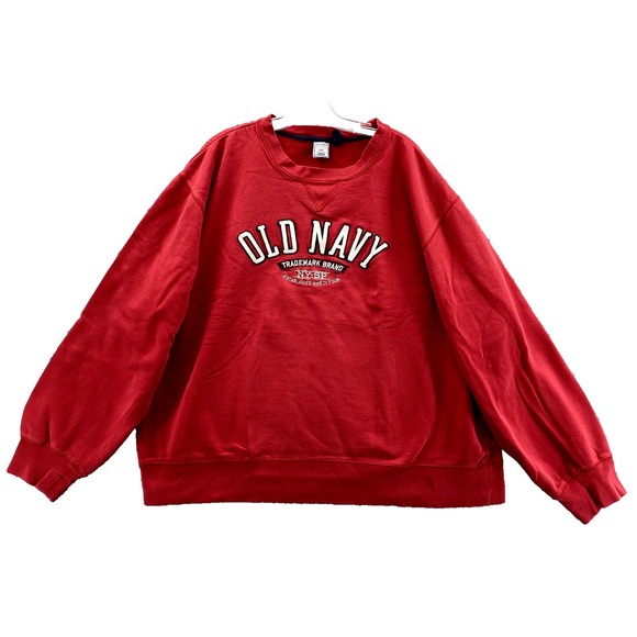 Vintage Old Navy Sweatshirt Mens XXL Red Crewneck 90's Classic Y2k Grunge Sporty - Picture 1 of 9